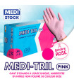 GANTS ROSE NITRILE NON POUDRES MEDI-TRIL PLUS (CARTON DE 10 BOITES DE 100 GANTS)