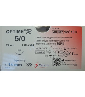 FIL DE SUTURE 5/0 RESORBABLE (X36) 12S10C
