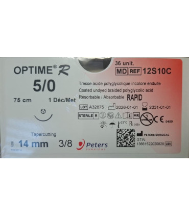 FIL DE SUTURE 5/0 RESORBABLE (X36) 12S10C